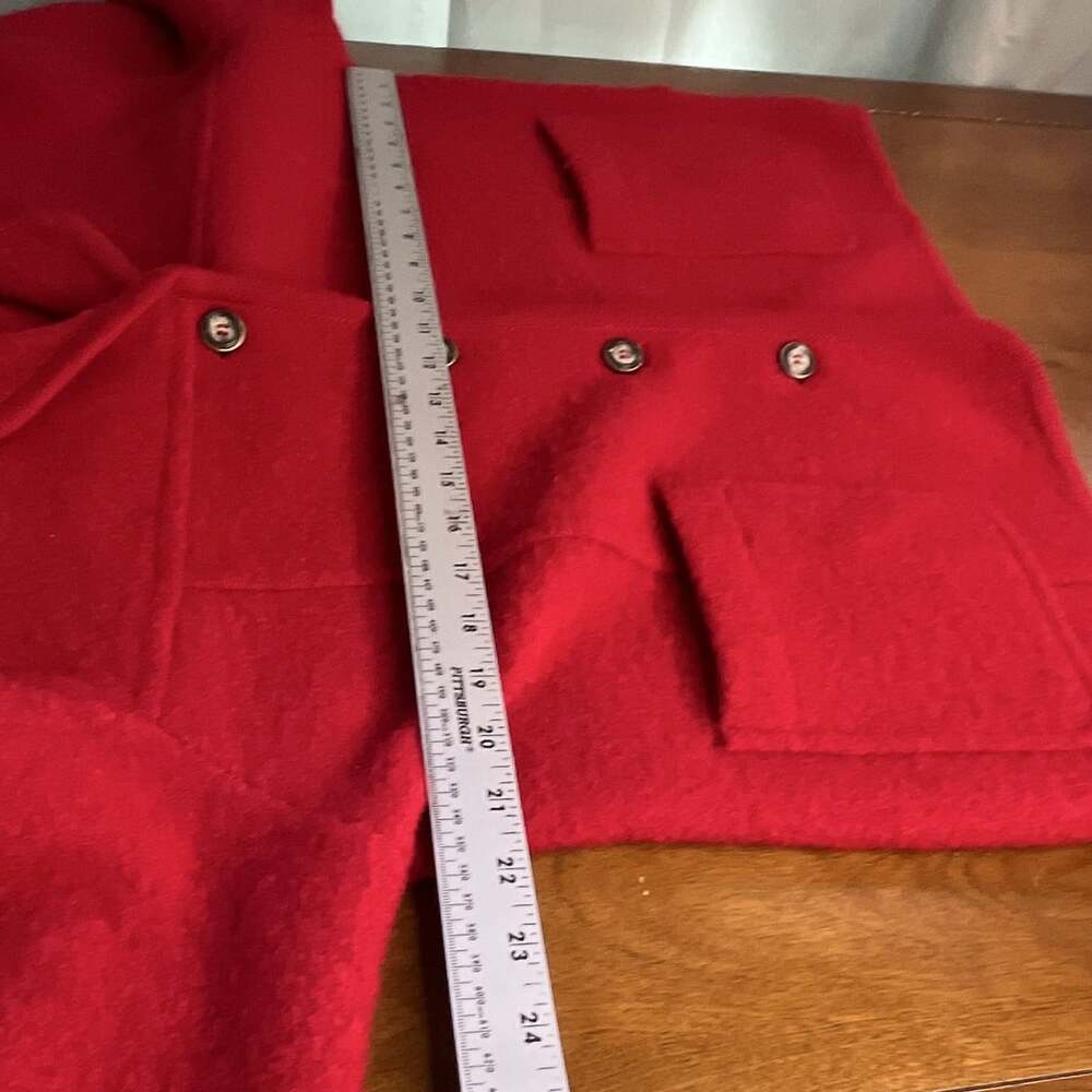 Tally-Ho Women's Wool Petite PM Red Wool Button-Front Collared Jacket Pockets - Picture 5 of 6